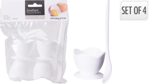 kalíšek na vejce+ lžíce 4ks