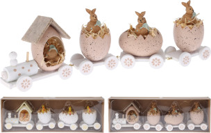 veliko. dřev. dekorace vláček+figuríny