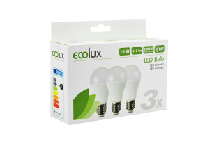 ECOLUX žárovka 3-pack10W E27 3000K