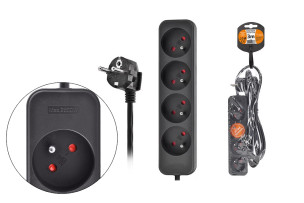 4z prodlužovací přívod černý 3M, 3x1mm2