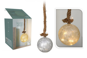 10LED skle. koule s závěsem teplá bílá -15