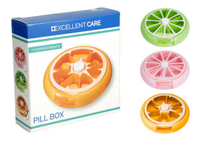 krabička na léky kul. oranž/zel/růž