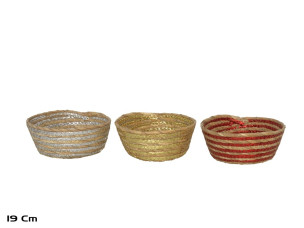 košík proutěný s čer. proužky 19x7cm