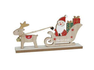 ván. dřev. dekorace santa/sob na sáni 25,5cm