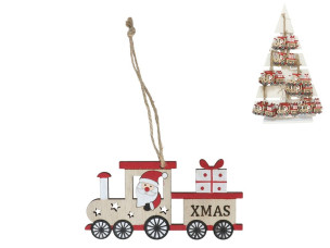 dřev. vláček Xmas visací 12cm