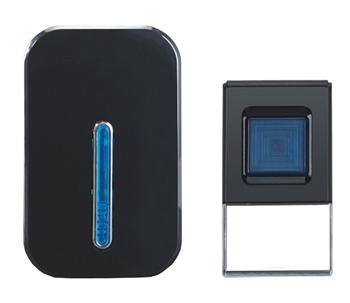 detail bezdrátový zvonek 100m do zásuv. černý