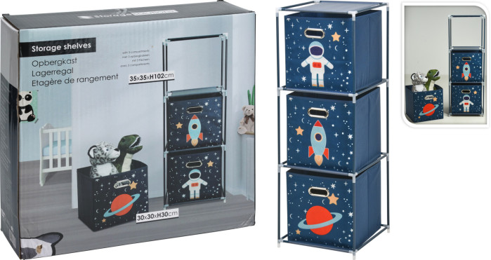 detail regál na hračky dětský 3box