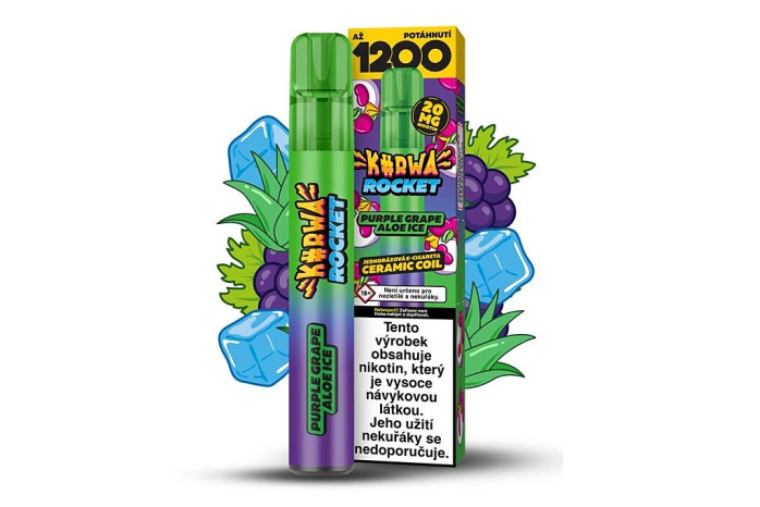 detail Kurwa Rocket Purple Grape Aloe Ice 1200puffs 20mg