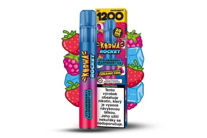 detail Kurwa Rocket Strawberry Raspberry Ice 1200puffs 20mg