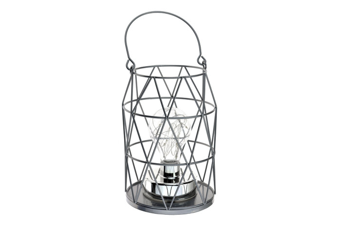 detail lucerna LED kov stříbrný 19cm