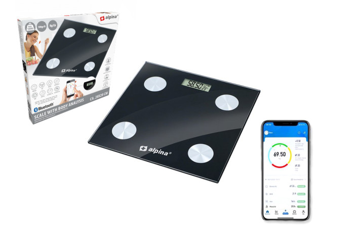 detail Váha s tělesnou anylýzou 28X28CM ALP