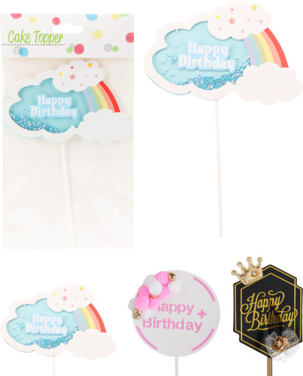 detail dekorace na dort - happy birthday cake topper