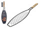 náhled BBQ Nerezový grilovací rošt na ryby s dřevěnou rukojetí 60x14,5 cm